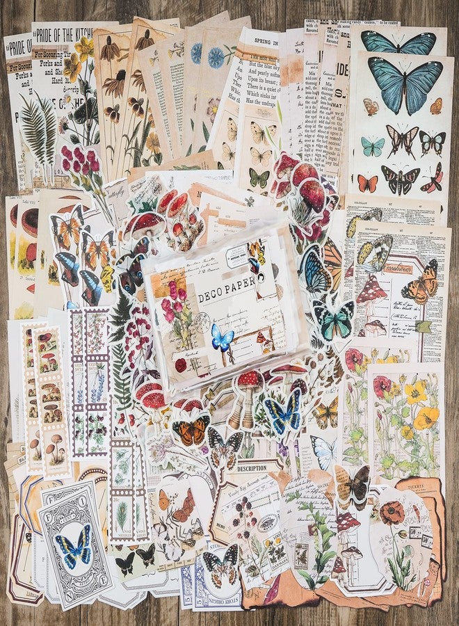 Knaid Vintage Scrapbook Sticker Paper Pack (200Ã‚ Pieces)Ã‚ forÃ‚ ArtÃ‚ Journaling BulletÃ‚ JunkÃ‚ JournalÃ‚ Supplies Planners NotebookÃ‚ DIY CraftÃ‚ KitsÃ‚ CollageÃ‚ AlbumÃ‚ AestheticÃ‚ CottagecoreÃ‚ PictureÃ‚ Frames (Nature) botanical - Image 3